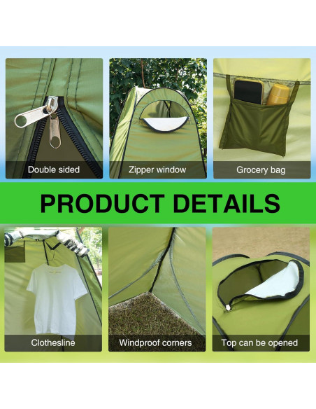 Tienda de Ducha Portátil JEAWIWI 188 cm Camping Playa