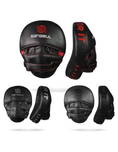 Sanabul Mitts de Boxeo Curvos para Entrenamiento - Negro/Rojo