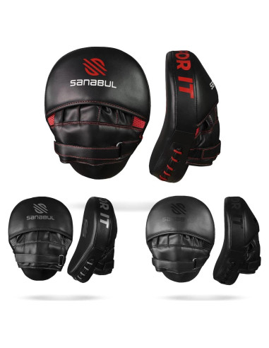 Sanabul Mitts de Boxeo Curvos para Entrenamiento - Negro/Rojo
