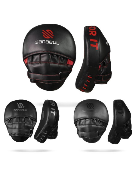 Sanabul Mitts de Boxeo Curvos para Entrenamiento - Negro/Rojo