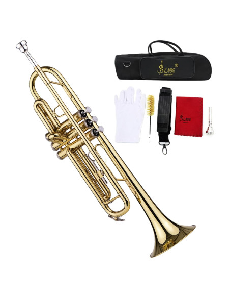 Trompeta Bb Latón NJE1593589103207TI con Boquilla y Guantes