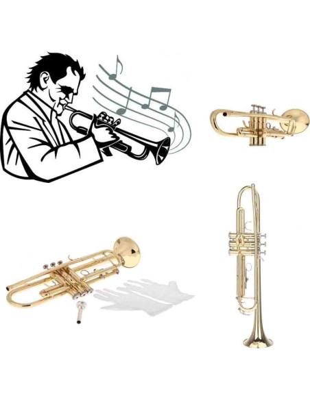 Trompeta Bb Latón NJE1593589103207TI con Boquilla y Guantes