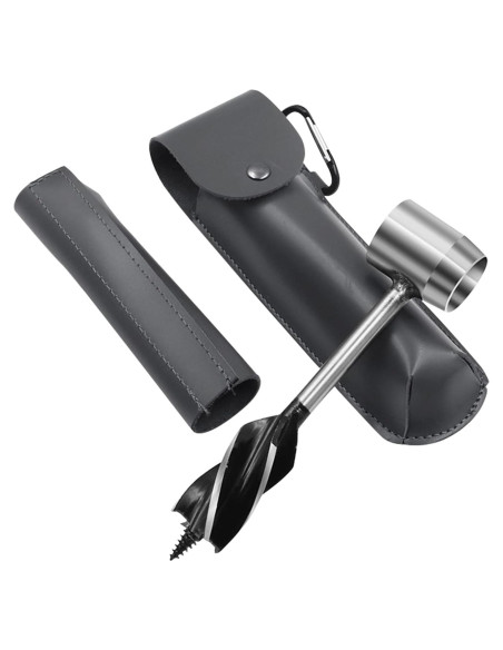 Barrena Manual YEHUARIS para Bushcraft con Funda Gris