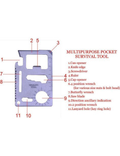 Tarjeta Multifuncional 11 en 1 Heartte para Camping - 5 Piezas 2