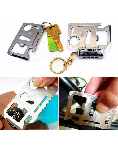 Tarjeta Multifuncional 11 en 1 Heartte para Camping - 5 Piezas