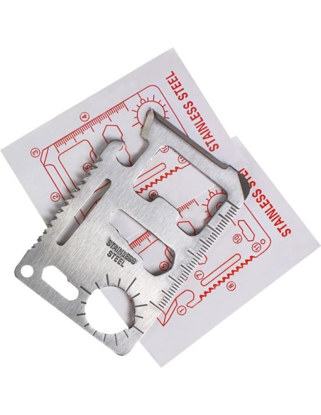 Tarjeta Multifuncional 11 en 1 Heartte para Camping - 5 Piezas