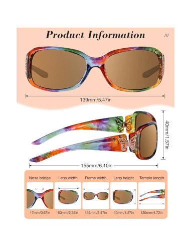 Gafas de sol polarizadas LVIOE para mujeres con diseño de mariposa