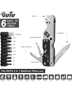 Llave Multiherramienta OUTU Plegable 9 en 1 Acero Inoxidable 2