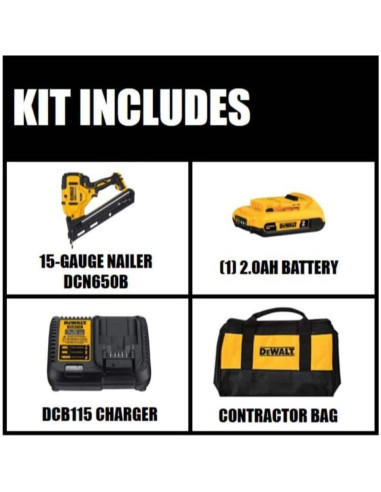 Clavadora de Acabado DEWALT 20V Angulada 15GA Batería