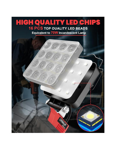 Luz de Trabajo LED Portátil LIVOWALNY 70W 7000LM USB