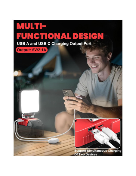 Luz de Trabajo LED Portátil LIVOWALNY 70W 7000LM USB