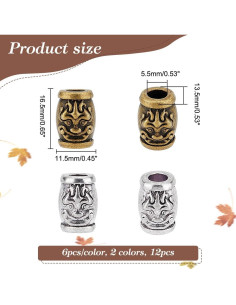 Perlas de Paracord NBEADS 12 Pcs Aleación Vintage 16.5mm 2