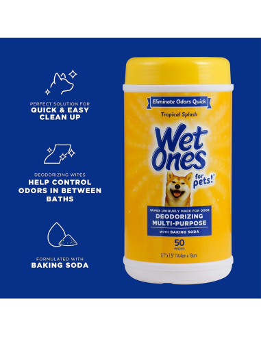 Toallitas Desodorantes Wet Ones para Perros 50 Unidades