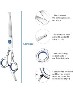 Tijeras de peluquería Pets vv 19 cm curvadas con punta redonda 2