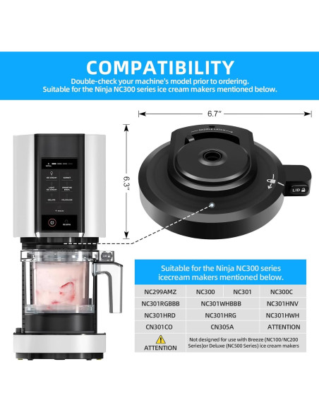 Tapa de Tazón Exterior Kitchests para Ninja CREAMi 0.22 kg