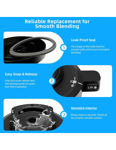 Tapa de Tazón Exterior Kitchests para Ninja CREAMi 0.22 kg
