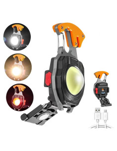 Llavero Linterna COB YUJUN 800 Lúmenes 7 Modos Naranja