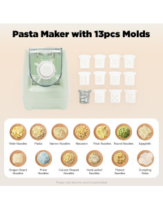 Máquina de Pasta Eléctrica Fenjidrop 260W 13 Formas Verde 2