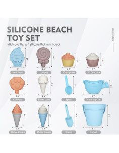 Set de Juguetes de Playa de Silicona MarcZero 17 Piezas Azul Claro 2