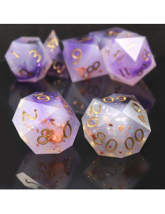 Juego de Dados DND Haxtec 7 Piezas Borde Afilado Resina 2