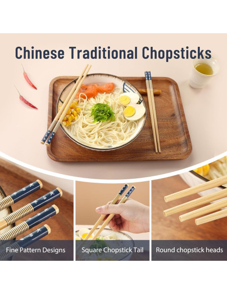 100 Pares de Palillos de Bambú Reutilizables 24 cm LOROTOCO