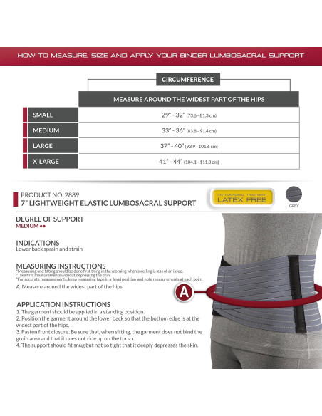Soporte Lumbosacro OTC 2889 para Mujeres 17.78 cm Gris