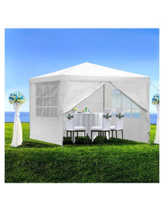 Carpa 10x10 ANTSKU Blanca Impermeable con Paredes Removibles