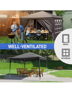 Carpa de Fiesta 10x10 ANTSKU Negra con 4 Paredes Laterales 2