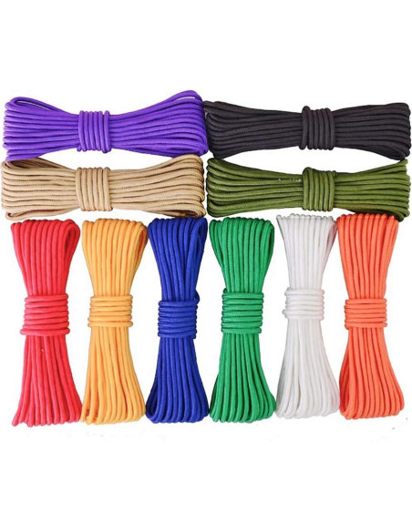 Paquete de 10 Cuerdas Paracord Yimaa 3 m 4 mm Colores Variados