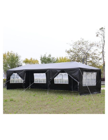 Carpa de Fiesta Exterior 3x9m ANTSKU Negra con Paredes Removibles
