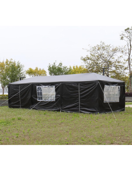 Carpa de Fiesta Exterior 3x9m ANTSKU Negra con Paredes Removibles
