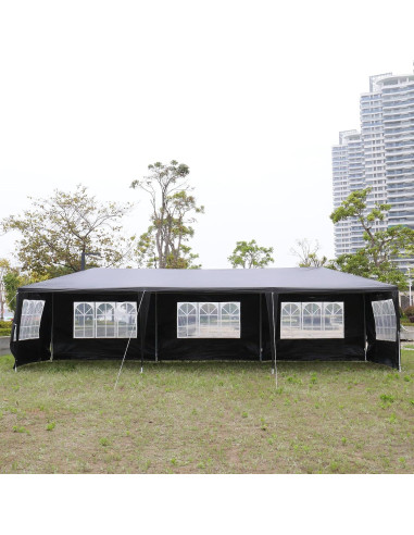 Carpa de Fiesta Exterior 3x9m ANTSKU Negra con Paredes Removibles
