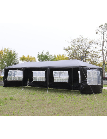 Carpa de Fiesta Exterior 3x9m ANTSKU Negra con Paredes Removibles