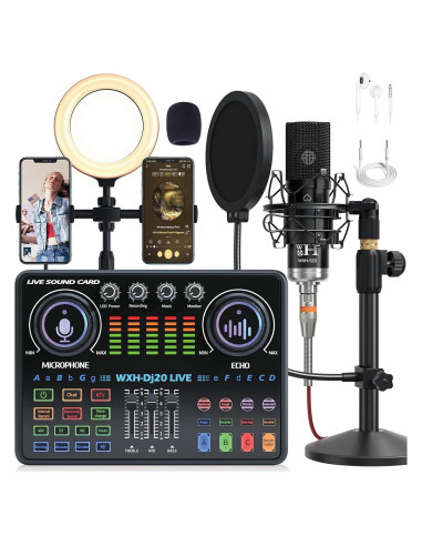 Paquete de Podcast Profesional ALSO GO WXH520 con Tarjeta de Sonido