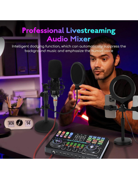 Paquete de Podcast Profesional ALSO GO WXH520 con Tarjeta de Sonido