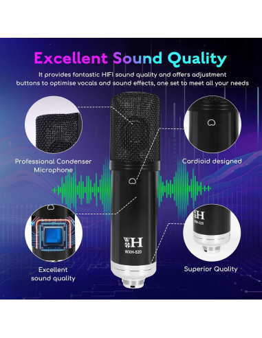 Paquete de Podcast Profesional ALSO GO WXH520 con Tarjeta de Sonido