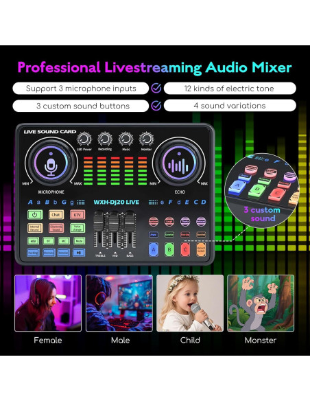 Paquete de Podcast Profesional ALSO GO WXH520 con Tarjeta de Sonido