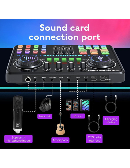 Paquete de Podcast Profesional ALSO GO WXH520 con Tarjeta de Sonido