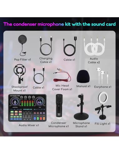 Paquete de Podcast Profesional ALSO GO WXH520 con Tarjeta de Sonido