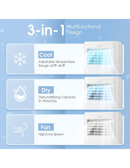 Aire Acondicionado Portátil COSTWAY FP10233US-WH 8000 BTU Blanco