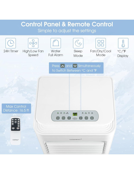 Aire Acondicionado Portátil COSTWAY FP10233US-WH 8000 BTU Blanco