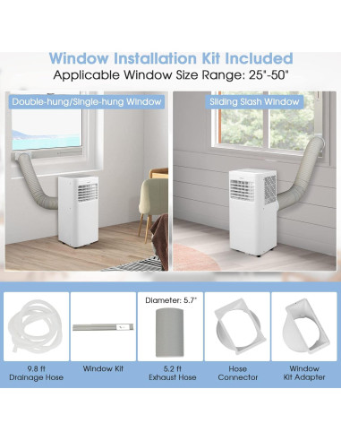 Aire Acondicionado Portátil COSTWAY FP10233US-WH 8000 BTU Blanco