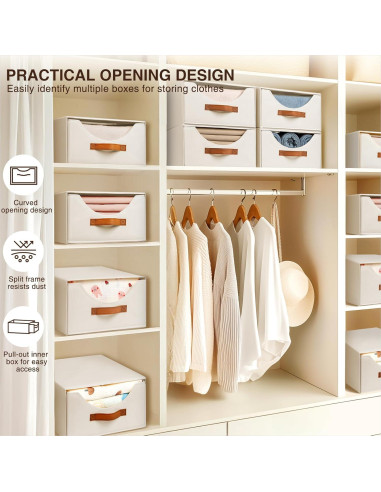 Cajones de Almacenamiento Apilables Homsorout 4 Piezas Beige