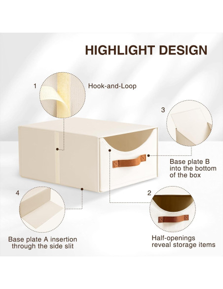 Cajones de Almacenamiento Apilables Homsorout 4 Piezas Beige