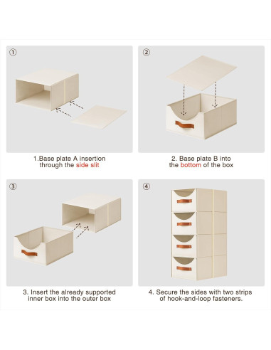 Cajones de Almacenamiento Apilables Homsorout 4 Piezas Beige