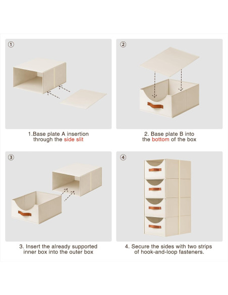 Cajones de Almacenamiento Apilables Homsorout 4 Piezas Beige