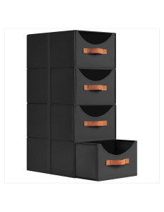 Cajones de Almacenamiento Apilables Homsorout 4 Piezas Negro
