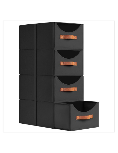 Cajones de Almacenamiento Apilables Homsorout 4 Piezas Negro