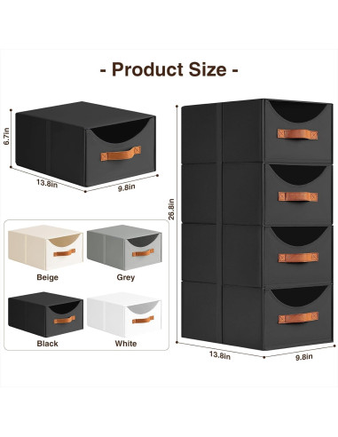 Cajones de Almacenamiento Apilables Homsorout 4 Piezas Negro