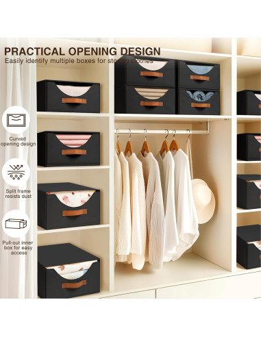 Cajones de Almacenamiento Apilables Homsorout 4 Piezas Negro